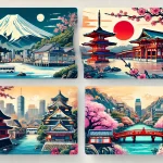 DALL·E 2025-02-22 15.35.15 - A visually appealing thumbnail for 'Today's Recommended Hot Spots in Japan' without any text, showcasing a collage-like design that includes scenic el